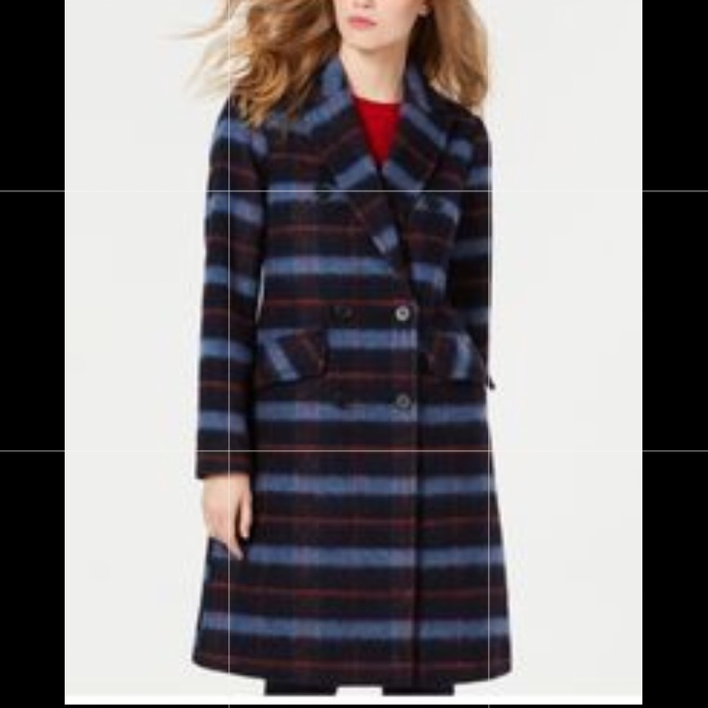 NWT BCBGeneration Double-Breasted Plaid Coat. - Picture 2 of 13